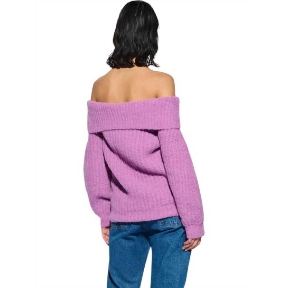 NEW NATION LTD serena off shoulder sweater in lipstick - Picture 2 of 3
